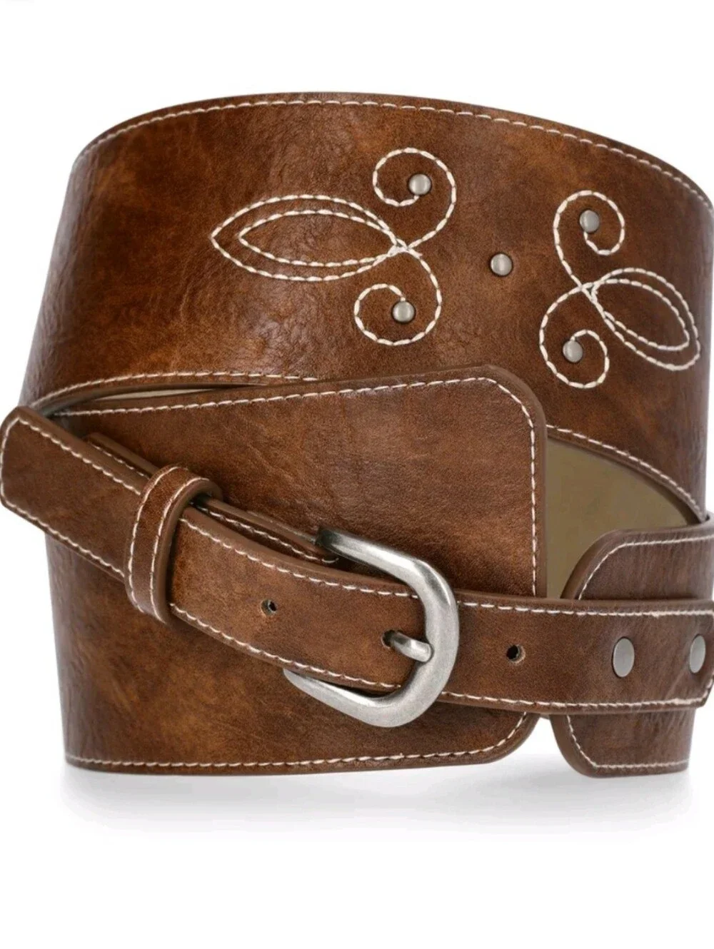 Madden NYC Wide Faux Leather Western Belt with Embroidery Woman's Size 2X/3X